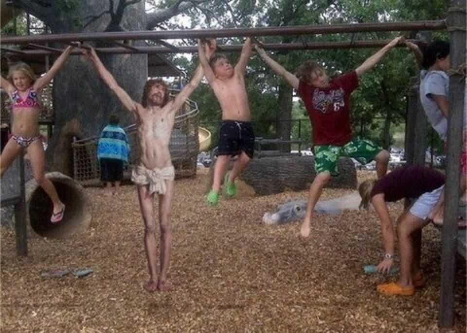 Jesus playing with kids