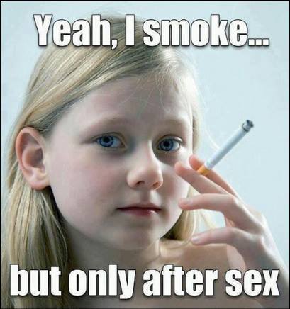 She only smokes after
