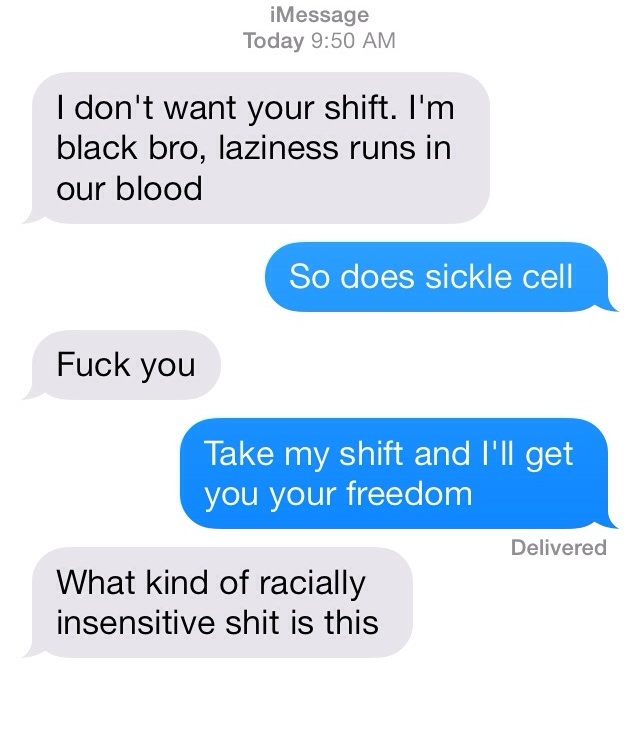 Texting your black co-worker