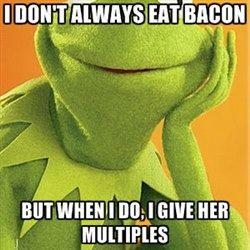 Kermit eats bacon