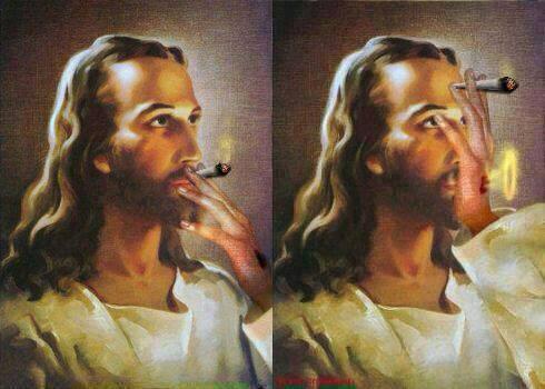 Jesus blowing smoke