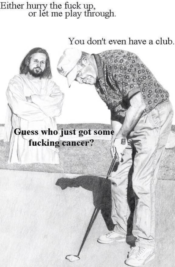 Jerk Jesus golfing